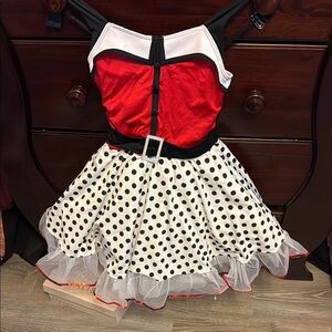 Weissman Red and Black Dance Costume with Polka Dot Skirt